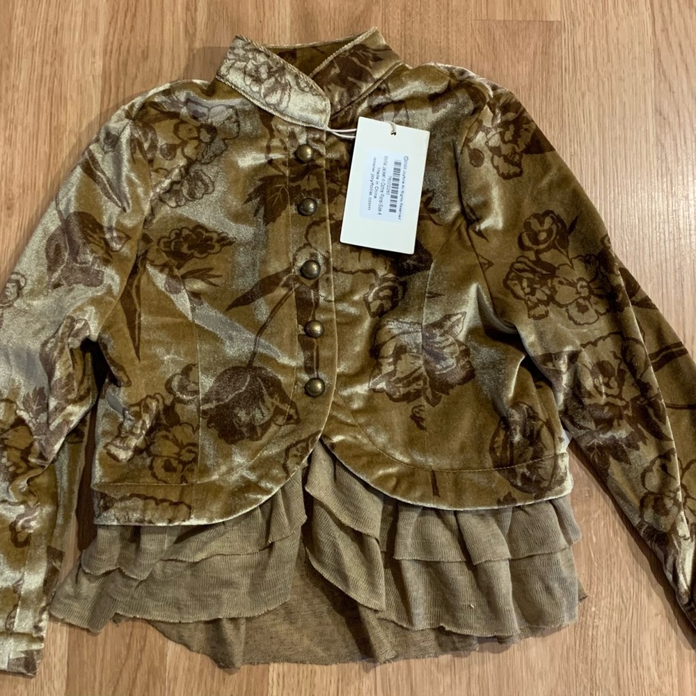 Joyfolie Gold Floral Velvet Jacket